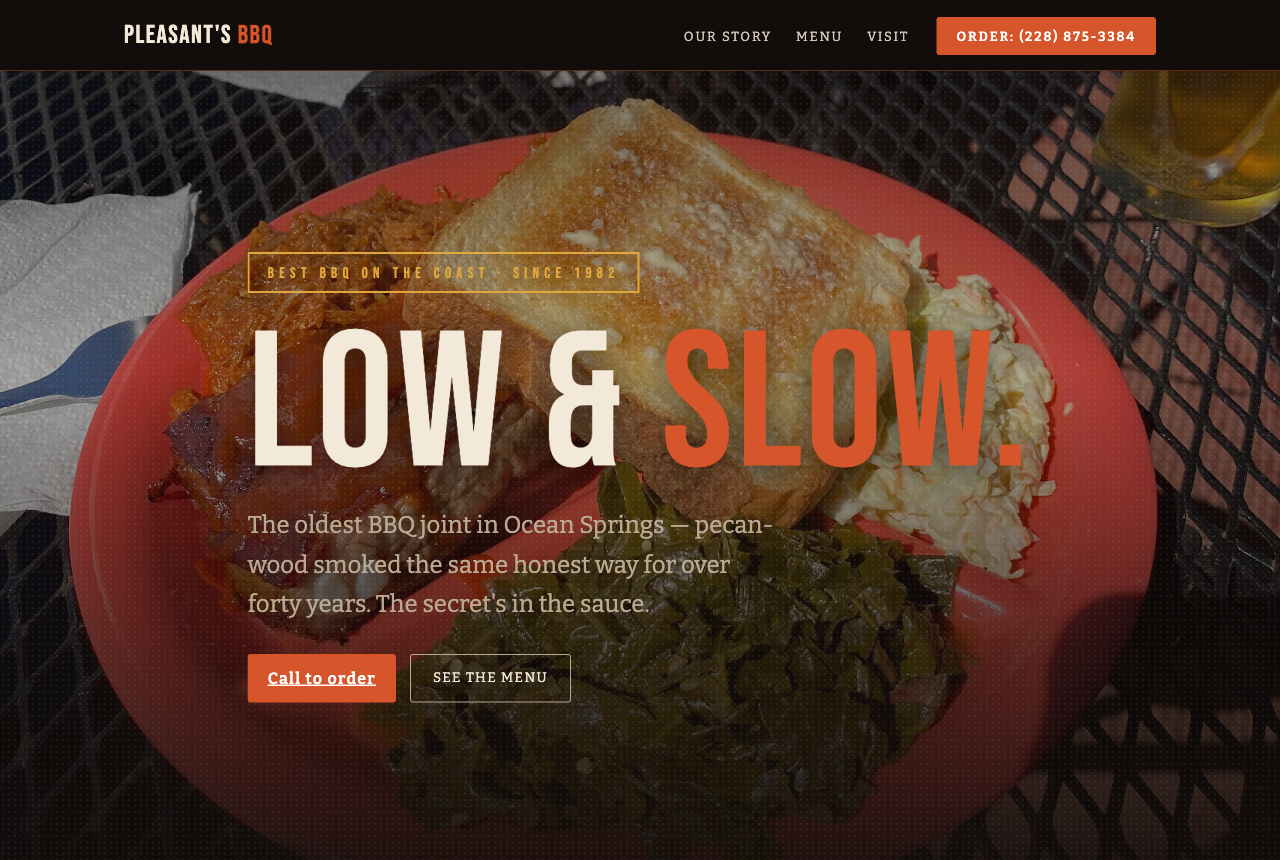 Pleasant's BBQ website